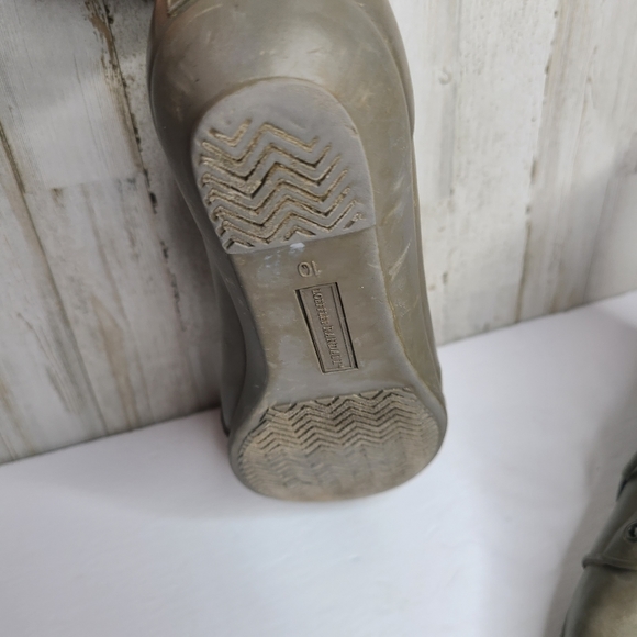 Loeffler Randall Grey Lace Up Rubber Rain Boots Preowned Size 10 Ladies - Picture 6 of 16